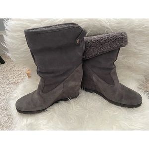UGG Australia Gray Kyra Suede Wedge Boots